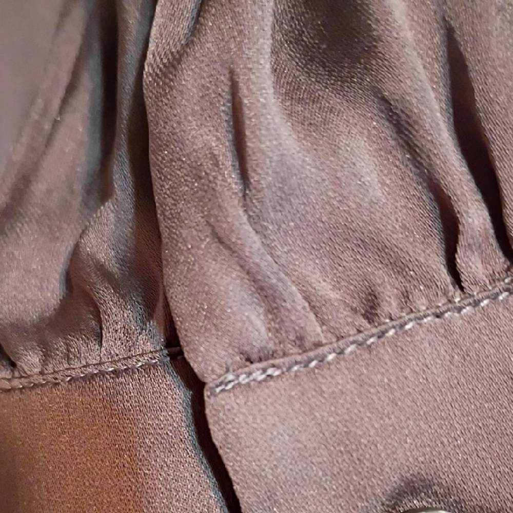 Prada Taupe Ruffle-Front Short Sleeve Blouse - Picture 6 of 12